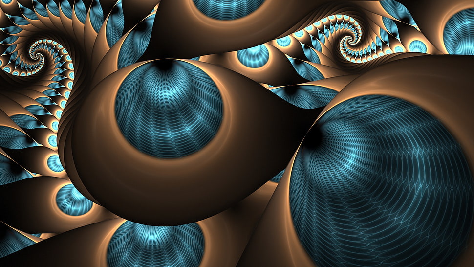 blue and brown abstract digital wallpaper, abstract, CGI, render, surreal HD wallpaper