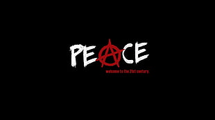 white and red peace logo, Anarchy , peace