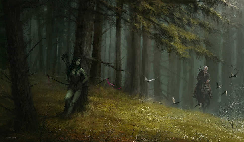 fantasy art, forest, The Witcher, The Witcher 3: Wild Hunt HD wallpaper