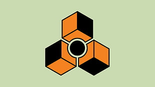 triangular orange and black logo