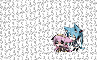 two female anime characters illustration, anime, Vocaloid, Hatsune Miku, Megurine Luka