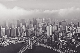 high-angle photo of cityscape, city, building, monochrome, cityscape