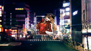 female character wearing black hat photo, Asuka Langley Soryu, Neon Genesis Evangelion