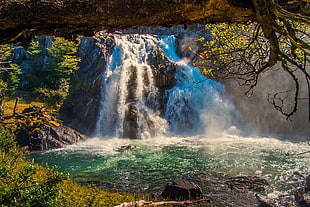 block waterfalls, landscape, nature, waterfall, forest