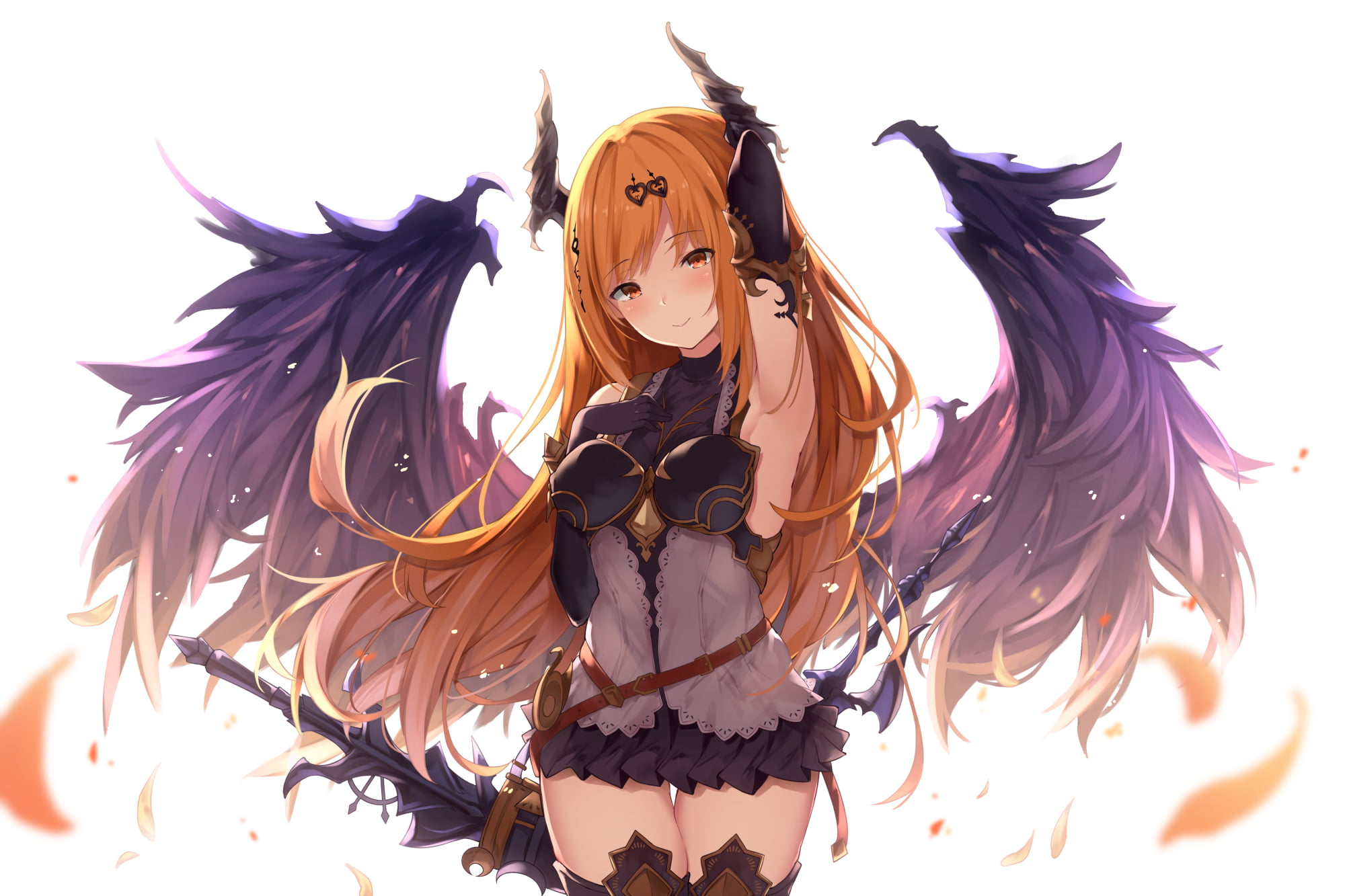 Female anime character with wings illustration, elbow gloves, gloves, Granblue  Fantasy, horns HD wallpaper | Wallpaper Flare