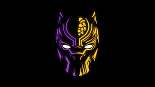 purple and yellow Black Panther mask