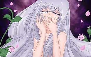 white haired female anime illustration HD wallpaper
