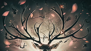 stag illustration, animals HD wallpaper