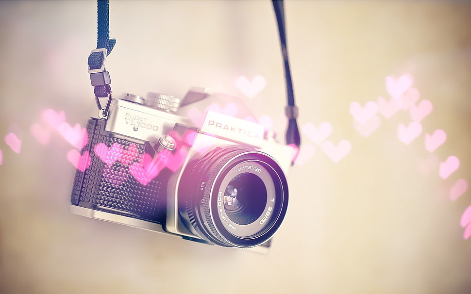 silver and black SLR camera HD wallpaper