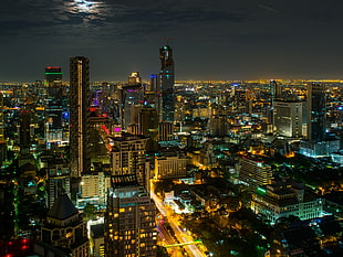 aerial photography city scape, cityscape, night
