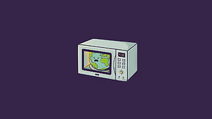 white microwave oven illustration, minimalism, global warming HD wallpaper
