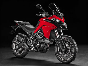 red and black Ducati sports bike HD wallpaper