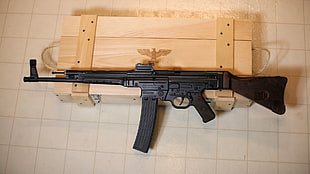 black assault rifle and case, gun, StG 44, rifles, military