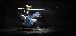 animation character in blue costume, anime, anime girls, Fate Series, Saber