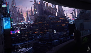 clear glass window, cyberpunk, futuristic city, futuristic, cityscape HD wallpaper