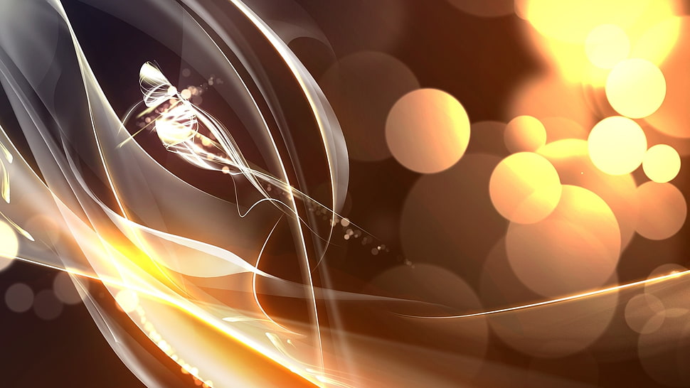 yellow and white bokeh lights HD wallpaper