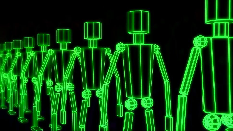 robot-themed illustration, robot, green HD wallpaper