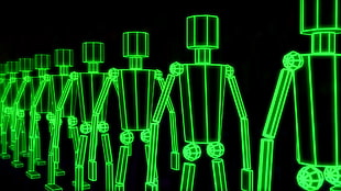 robot-themed illustration, robot, green
