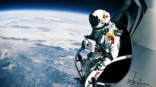 Zenith astronaut wallpaper, parachutes, Felix Baumgartner, space, spacesuit