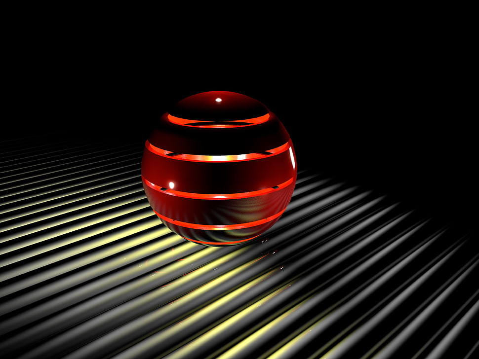 red spherical  illustration HD wallpaper