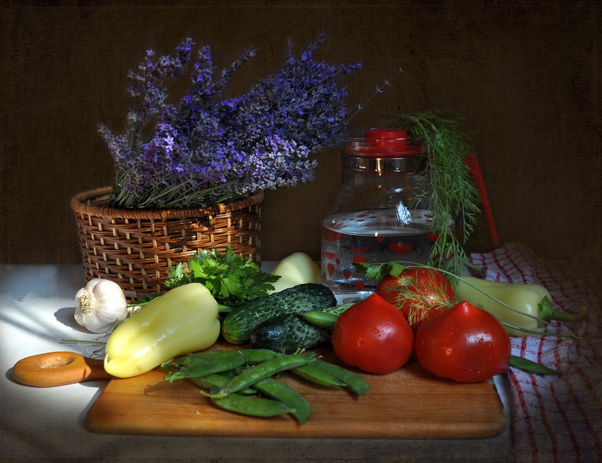 assorted vegetables with lavender