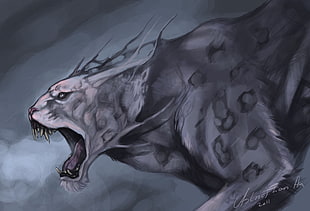 wild cat illustration, fantasy art, artwork, creature HD wallpaper
