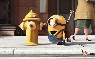 minion beside yellow fire hydrant