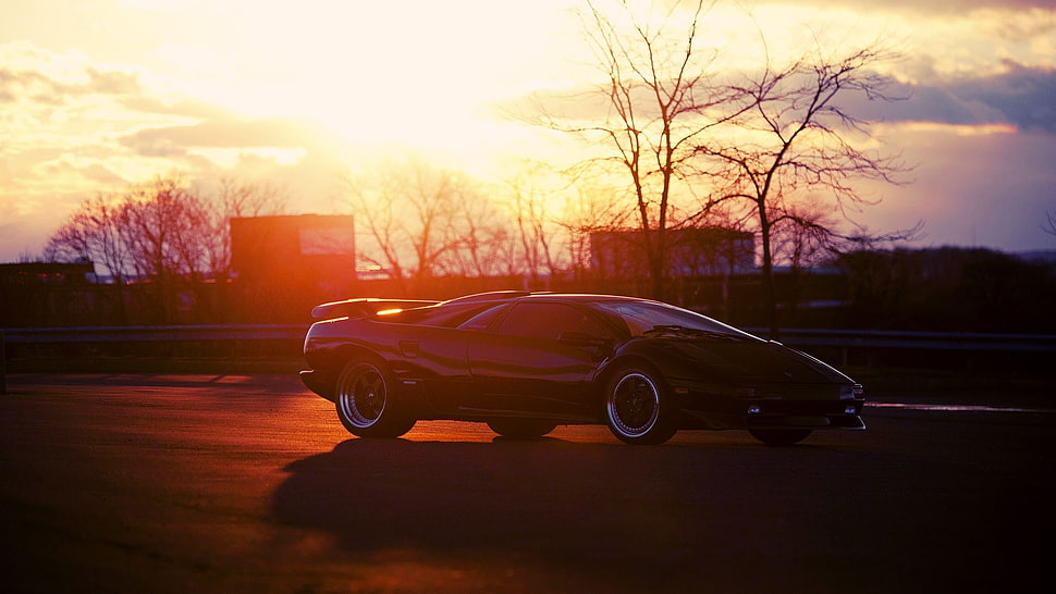black coupe, car, Lamborghini Diablo Sv HD wallpaper