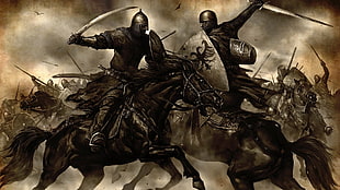 two knights on horses illustration