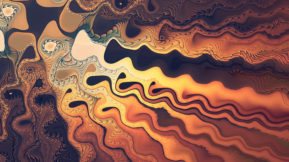 multicolored abstract digital wallpaper, fractal, abstract, waves, artwork HD wallpaper