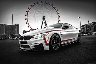 white and black RC helicopter, car, vehicle, BMW, city HD wallpaper