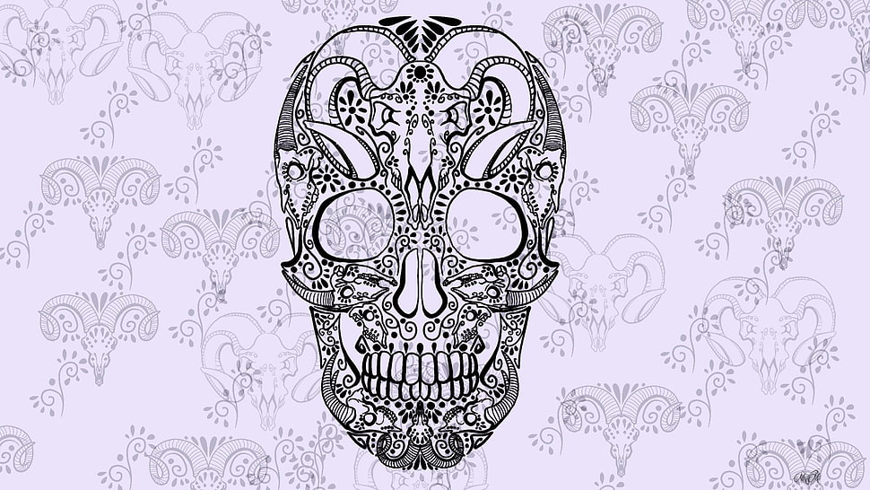 mandala human skull art HD wallpaper