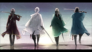 four anime characters digital wallpaper, Gintama, anime boys, Takasugi Shinsuke, Sakata Gintoki