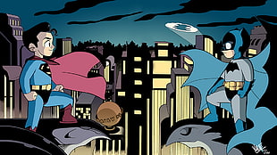 Superman and Batman animated characters, Batman, Superman HD wallpaper