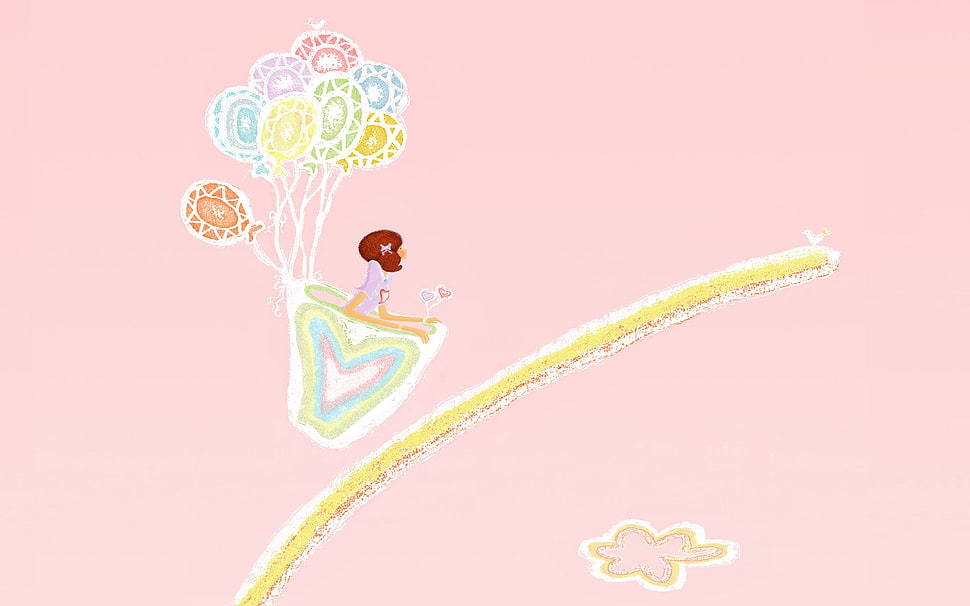 monkey flying with balloons painting HD wallpaper
