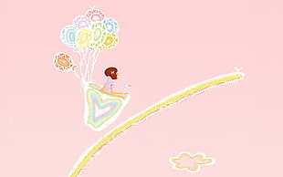 monkey flying with balloons painting