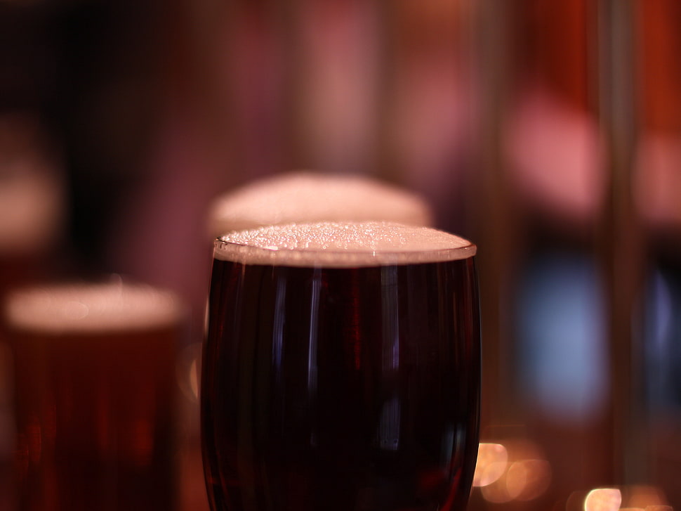 clear drinking glass with brown liquid HD wallpaper
