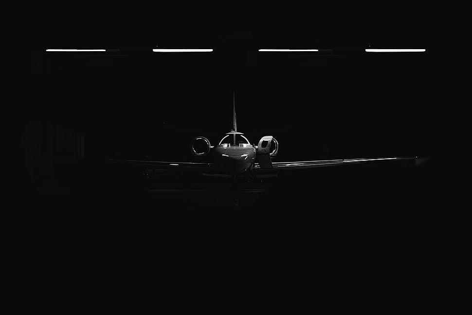 airplane, lights, dark HD wallpaper