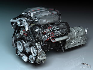 gray and black Jaguar engine block, car, engines, Jaguar (car), technology