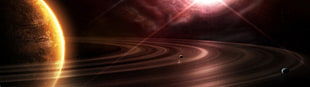 planet illustration, space, space art, planet, planetary rings