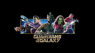 Guardians of the Galaxy illustration, Guardians of the Galaxy, typography, Marvel Comics, black background