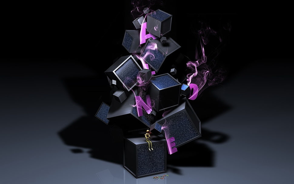Cubes,  Man,  Smoke,  Light HD wallpaper
