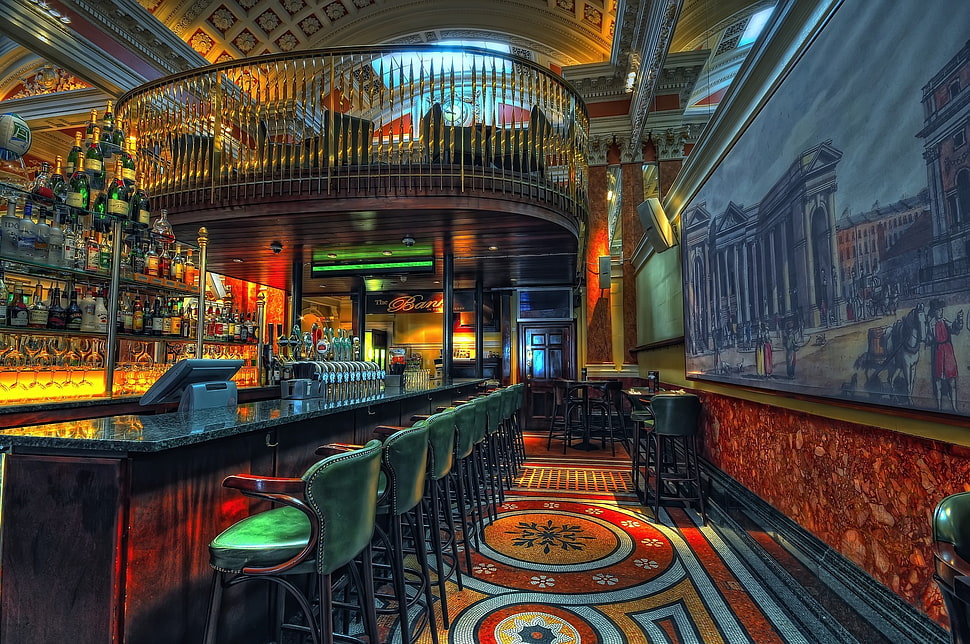 inside bar digital wallpaper, indoors, bar HD wallpaper