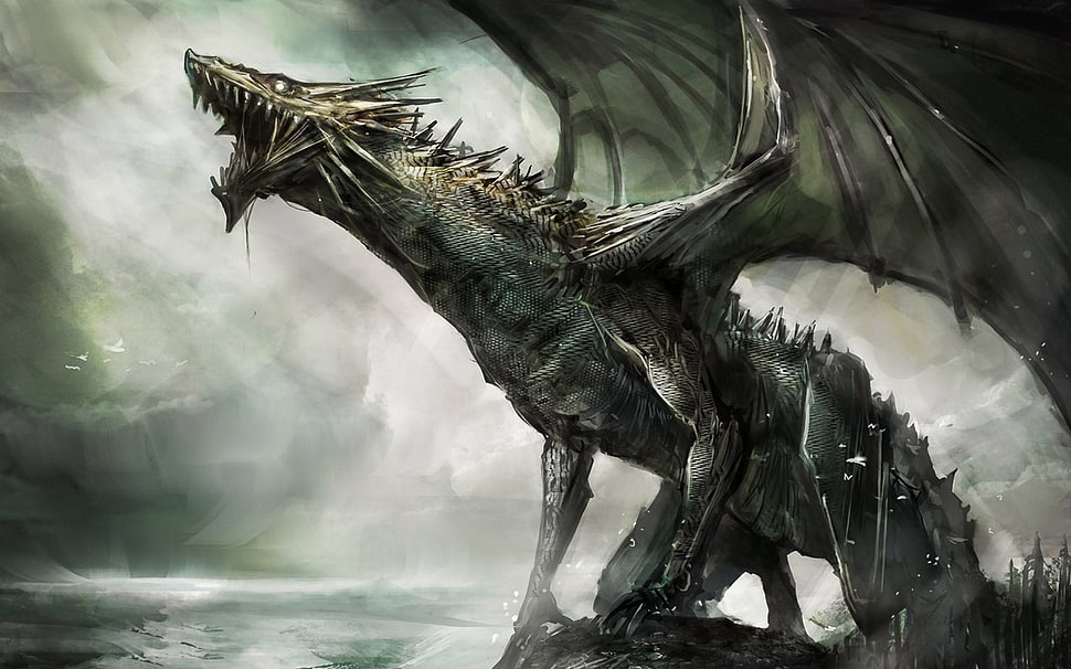 dragon digital wallpaper, dragon HD wallpaper