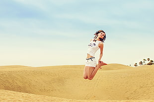 Full Length of a Woman Standing in a Desert HD wallpaper