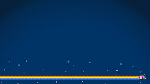 black and red laptop computer, Nyan Cat, simple background, rainbows, cat