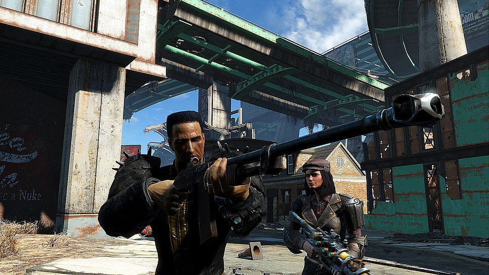 man holding rifle game application screenshot, Fallout, Fallout 4 HD wallpaper