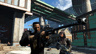 man holding rifle game application screenshot, Fallout, Fallout 4