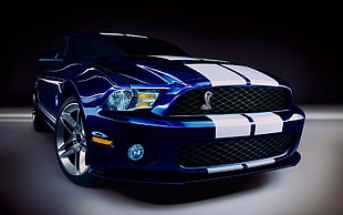 blue Ford Mustang Shelby, car, race cars, Ford USA, Ford Mustang HD wallpaper