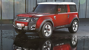 red Land Rover SUV, Land Rover DC100, concept cars, red cars HD wallpaper